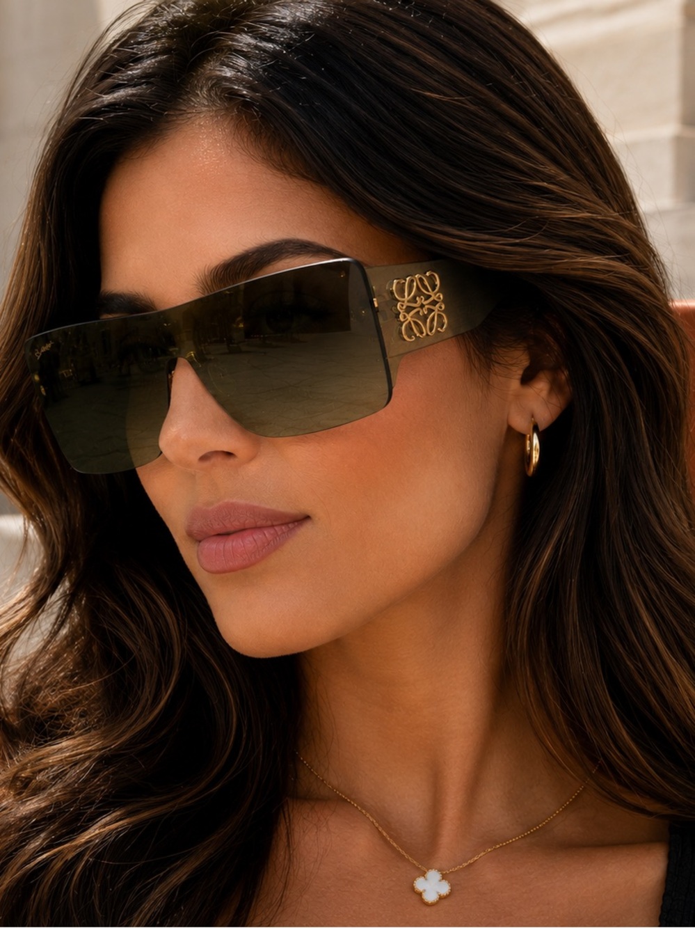 New with Tags Loewe LW40069I Oversized Shield Sunglasses